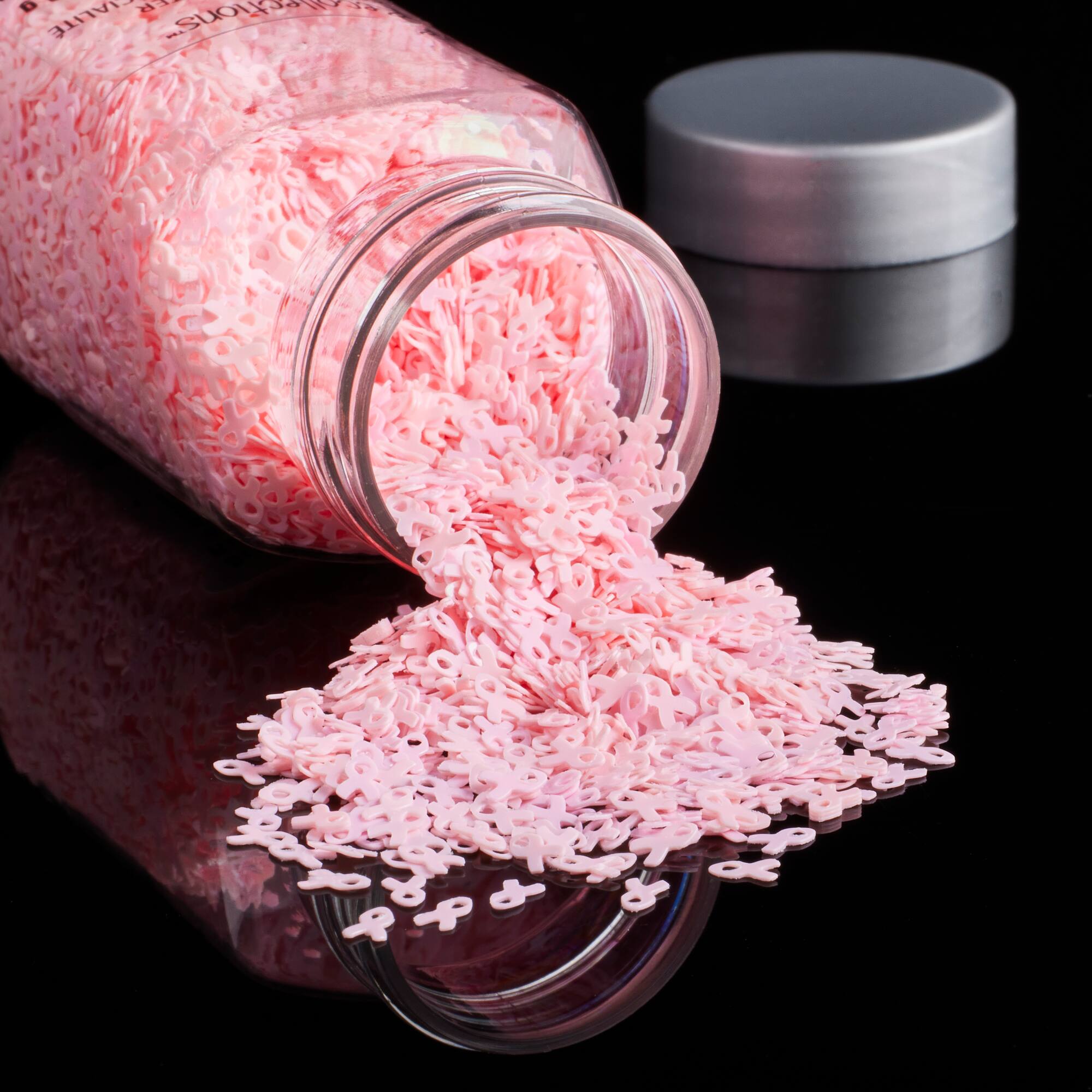Specialty Polyester Glitter Breast Cancer Ribbon Shapes by Recollections™